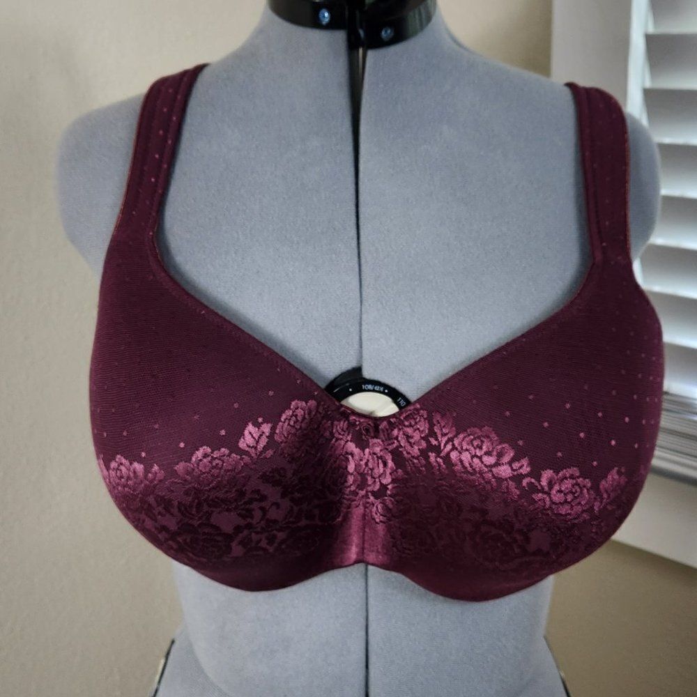 Soma Stunning Support Balconnette Bra Size 44DD Wine Color Underwire Bra